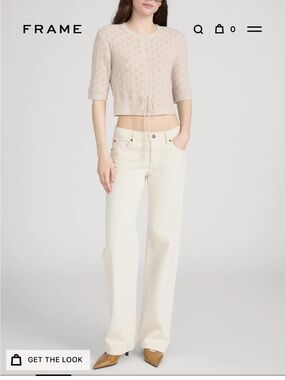 Frame High-Rise Straight Leg Jeans in Cream